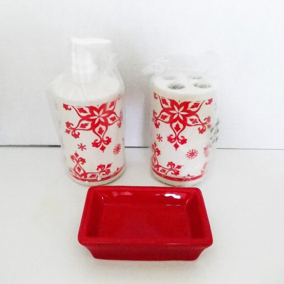 🎄NWT Christmas 3-Piece Snowflake Bath Accessories - Picture 1 of 4